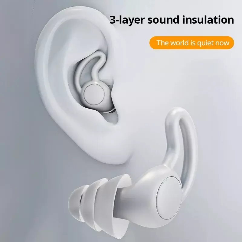 방음 귀마개, 방수 수영 귀마개, 수면 소음 감소 타폰, Oido Ruido, 3 층 흰색 실리콘 귀마개