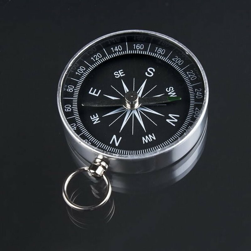Kompas mendaki Kemah Mini saku ringan aluminium luar ruangan kompas perjalanan navigasi alat Keselamatan liar hitam