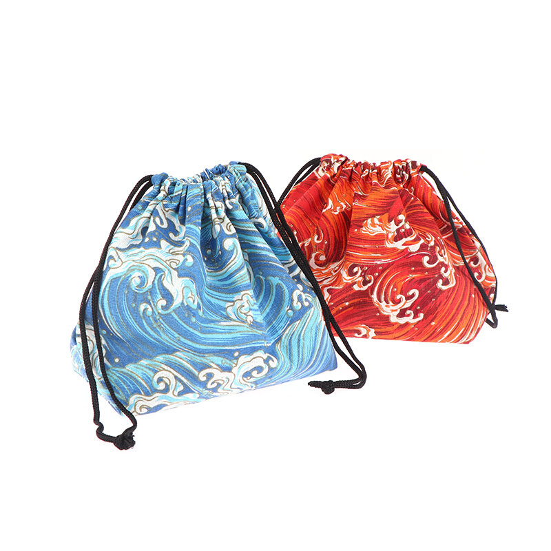 Saco de cordão estilo japonês, lancheira para viagens, piquenique, portátil, fácil de lavar, Bento, bolsa de lona, 1pc