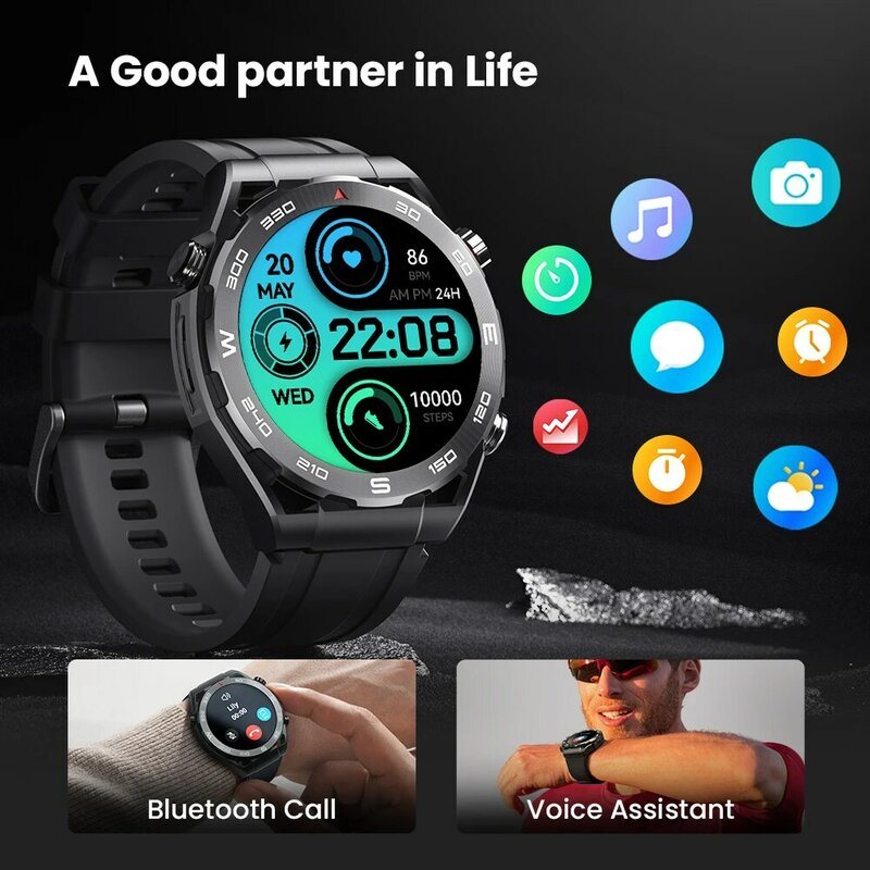 HAYLOU Watch R8 Smartwatch 1.43'' AMOLED HD Display Smart Watch Bluetooth Call & Voice Assistant Mulitary-grade Toughness Watch