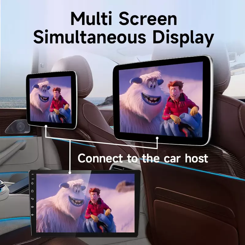 JIUYIN 10.1 inch Apple CarPlay Android Auto Headrest Monitor Display Touch Screen For Rear Seat Mulitimedia Automotiva Voiture