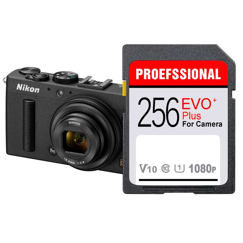 Cartão SD Padrão para Câmera, Cartão de Memória Flash de Tamanho Completo, Alta Velocidade, 64GB, 128GB, 256GB, 16GB, 32GB, Normal