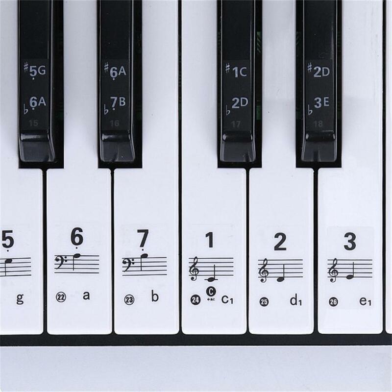 61/88 Taste transparente Klavier tastatur Aufkleber abnehmbare elektronische Tastatur taste Piano Stave Note Aufkleber Symbol Tags für Tasten
