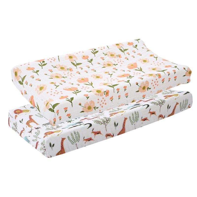 2024 New Baby Changing Pad Cover Floral Print Fitted Crib Sheet Infant or Toddler Bed Nursery Unisex Diaper Change Table Sheet