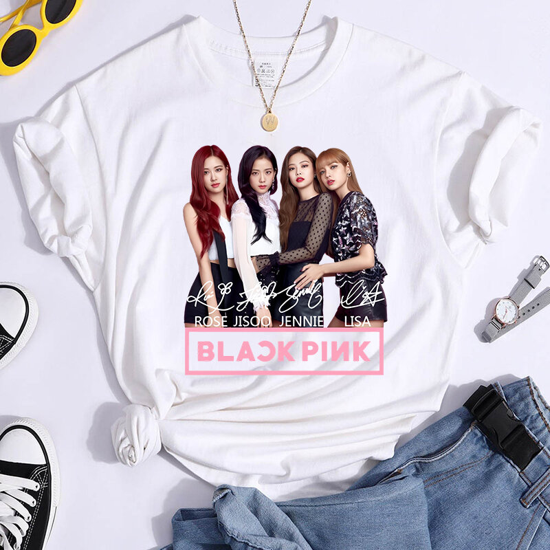 New Fashion K-POP Print T-Shirt Casual Short Sleeve Kpop Group Graphic Tee Shirt Unisex Loose Harajuku Y2k T Shirt Tops