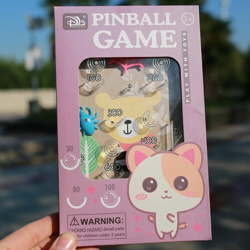 Mesin permainan Desktop Pinball Mini genggam manik-manik labirin permainan anak-anak portabel hewan kartun orang tua anak-anak
