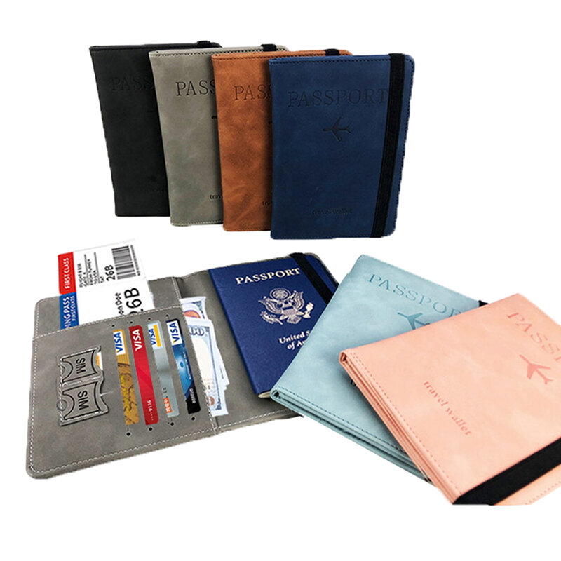 1 szt. PU RFID okładka na paszport na kartę kredytowa, dowód osobisty portfel na karty wodoodporny dokument wielofunkcyjny identyfikator portfel na karty bankowe portfel na karty etui akcesoria podróżne