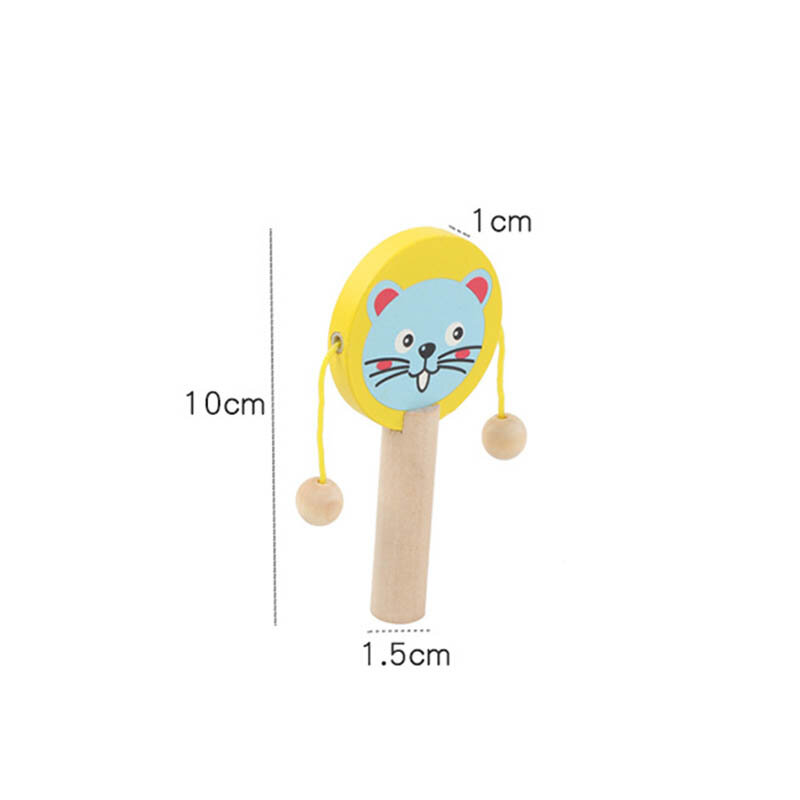 Wooden Rattle Drum Musical Instrument Percussion Wooden Toys Cartoon Baby Rattle Music baby Toys Kid Child Early Education Gifts