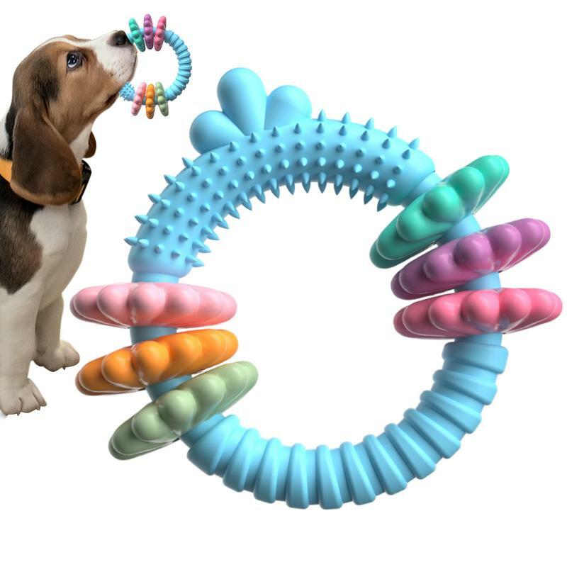 Dog Chew Rings Flexible Chew Toy Teeth Clean Dog Training Toy Funny Chew Thorn Circle Ring Pet Toys For Small and Medium Dogs