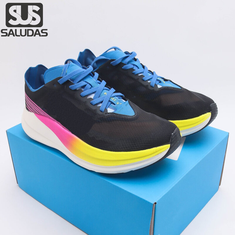 SALUDAS 남녀공용 로켓 X2 러닝화, 경량 야외 마라톤 스니커즈, 탄소 플레이트 쿠션 스포츠 신발