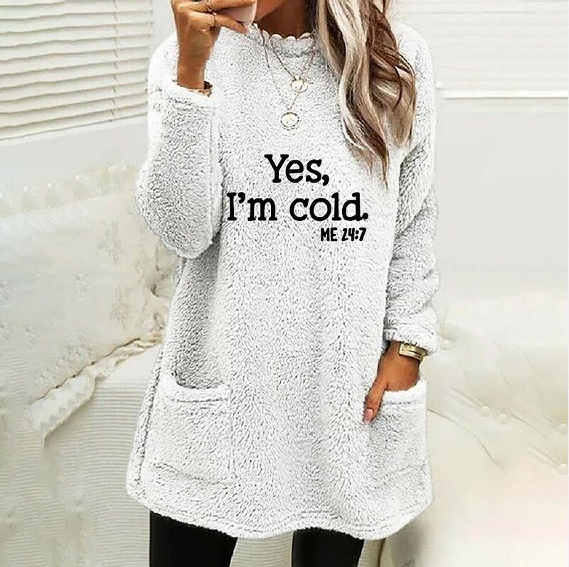 Solid casual college style long sleeved cardigan 2023 autumn/winter new loose fitting long sleeved printed O-neck pocket sweater