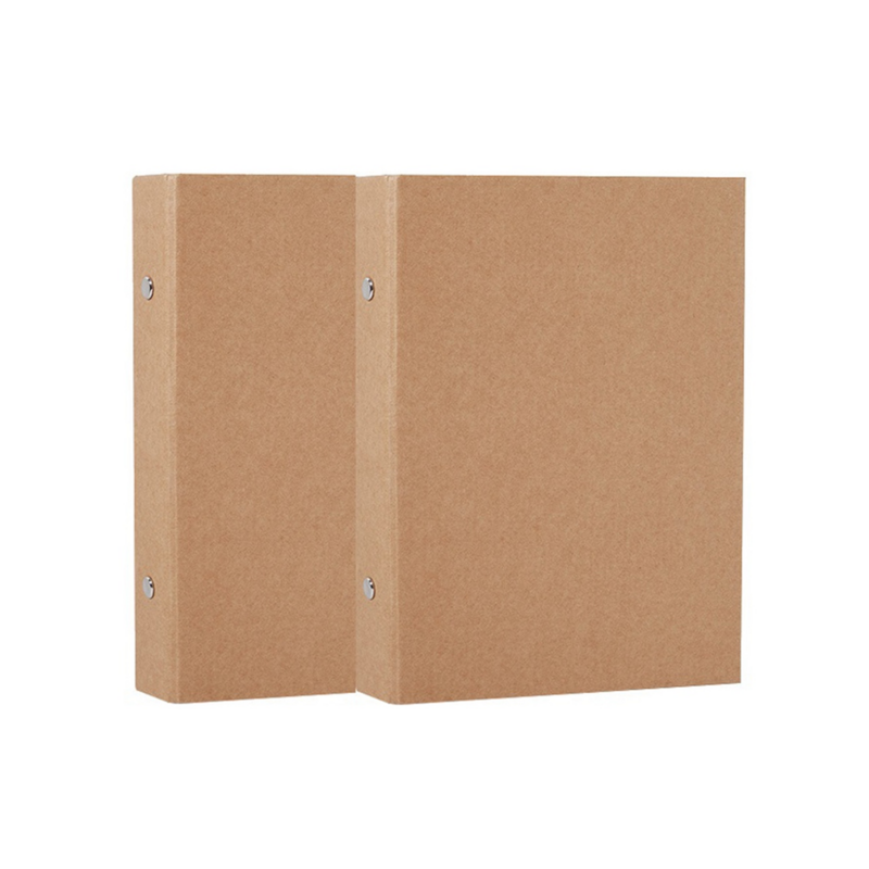 2Pcs A4 Kraft Paper Folders Refillable Ring Binder,A4 Kraft Paper Binder Tray with 2 Rings to Add Loose Sheets