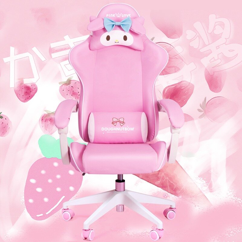 2023 nowy fotel gamingowy różowa dziewczyna kreskówka do domu wygodne obrotowe krzesło do masażu urocze fotogeniczne siedzisko komputerowe