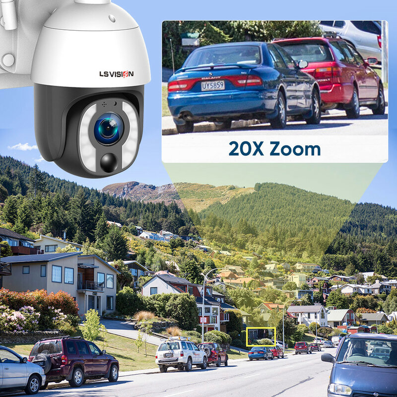 lS VISION 4K 8MP słoneczna kamera bezpieczeństwa 20X Zoom 24/7 godzin nagrywanie 4G/WiFi automatyczne śledzenie 30000mAh kamery akumulatorowe panel 20W