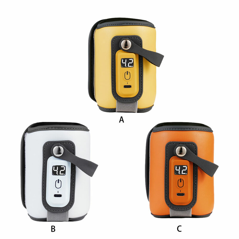 Premium PU Bottle Warmer – Portable USB Heating LCD Display Adjustable Temperature 5-Level Orange