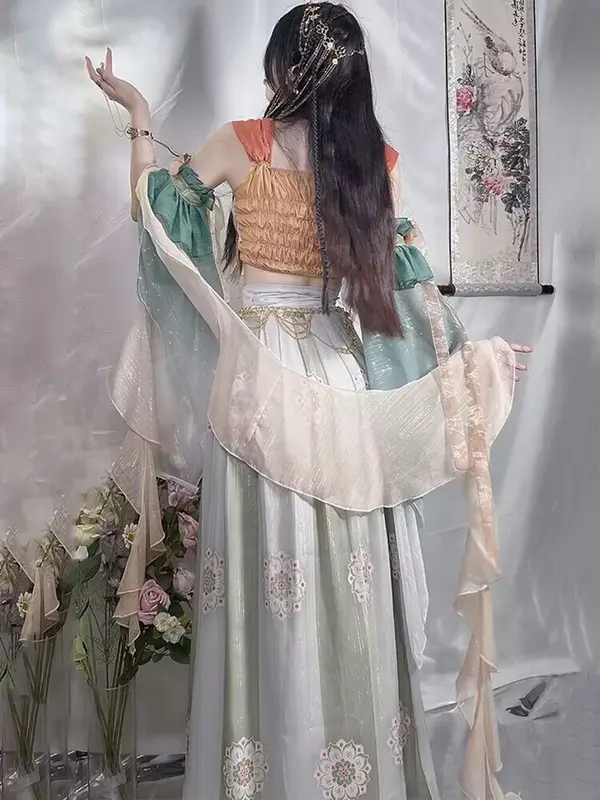 Starożytna w chińskim stylu Hanfu sukienka kobiety Halloween księżniczka Loulan Dunhuang Feitian przebranie na karnawał taniec sukienka strój na imprezę zestawy Hanfu