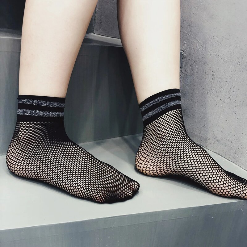 Сексуальные кружевные сетчатые носки, прозрачные эластичные сетчатые носки из смешанного волокна, тонкие женские крутые носки, 1 пара = 2 шт. slu14