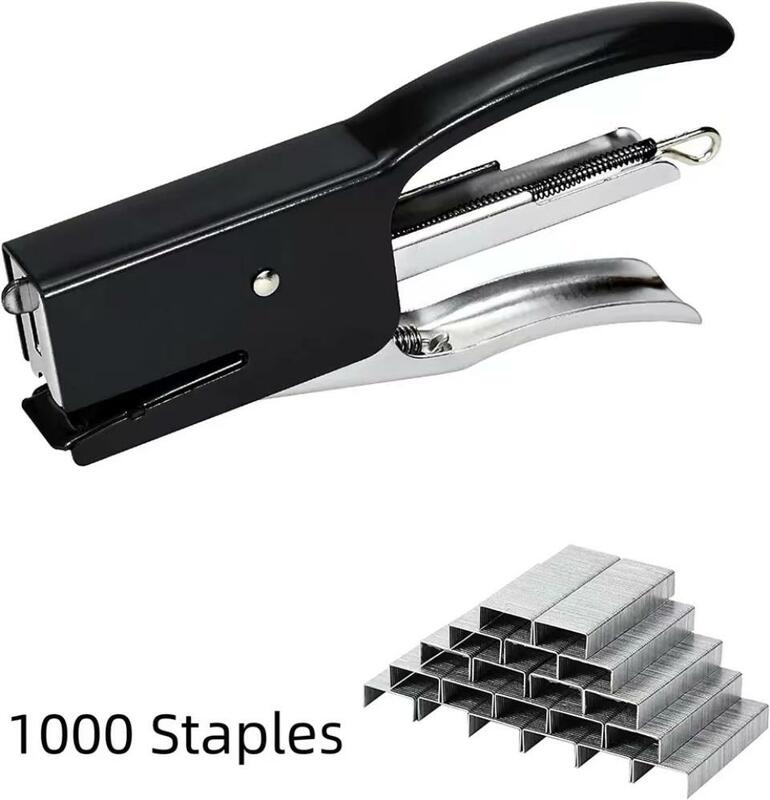 No.12/10 Hand-Held Stapler Metal Labor-Saving Strong And Durable Stapler Hand Pliers,Includes 1000 Staples（Color Random）