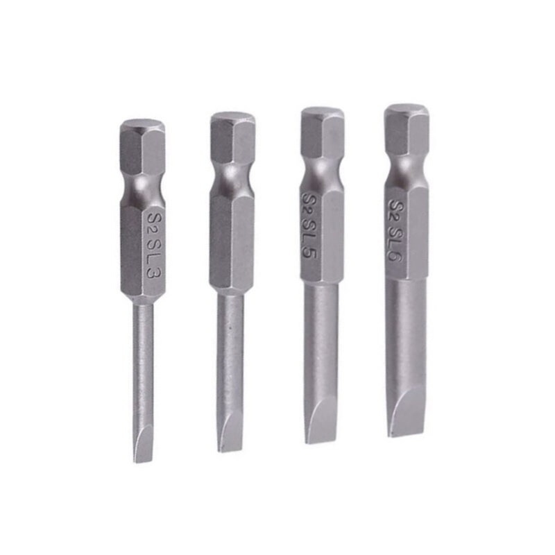 For Electric Drill Screwdriver Screwdriver Bit Hand Repair Tools 50mm Alloy Steel Slotted Head 1/4 Inch Hex Shank