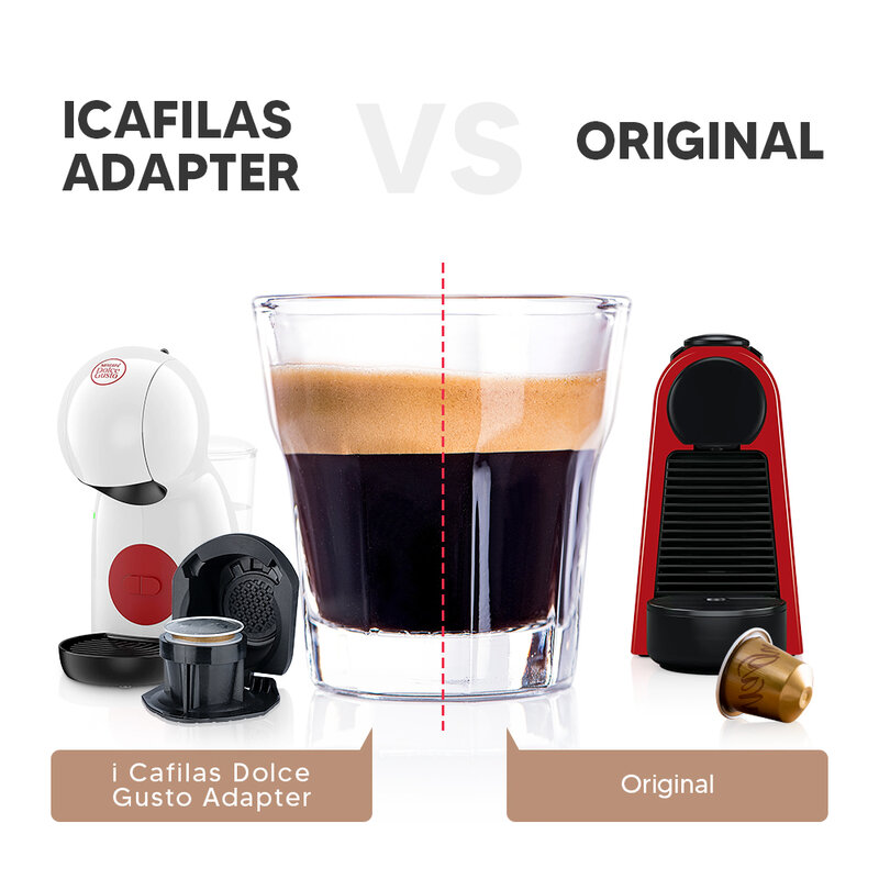 Icafila adaptor dapat digunakan kembali untuk Dolce Gusto Piccolo xs Maker & for Nescafe Genio S Plus pemegang konversi kapsul kopi Nespresso