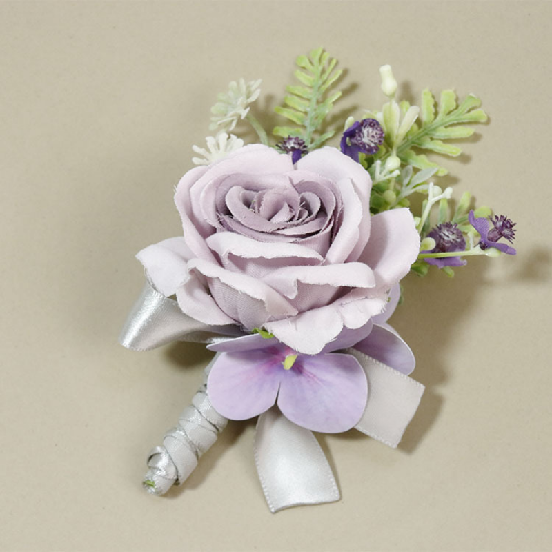 Flores artificiales lilas, ramillete de muñeca, accesorios de boda