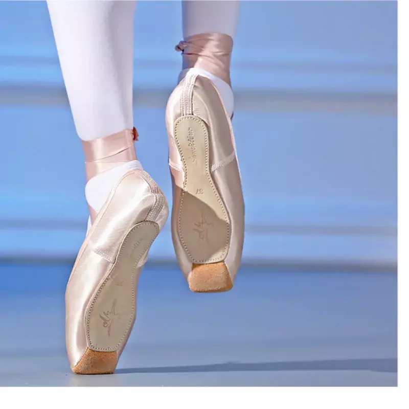 Zapatos de baile de Ballet profesionales para Mujer, zapatillas de baile de punta de Ballet para niños y adultos, Zapatos con cintas