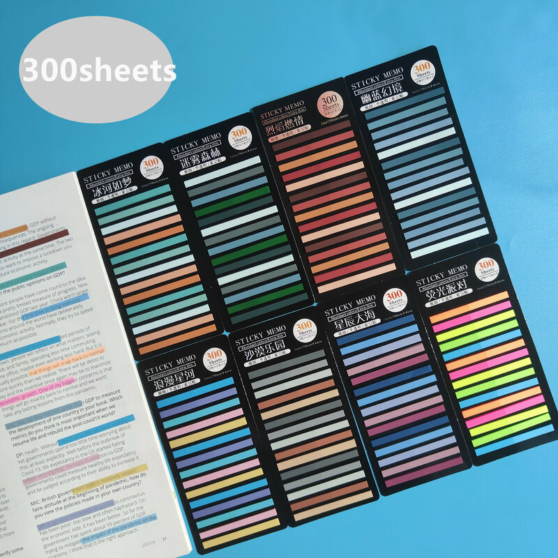 Transparente PET impermeável Sticky Note Pads, Notepads Posits para Papelaria Escolar, Material de escritório, 300 Folhas