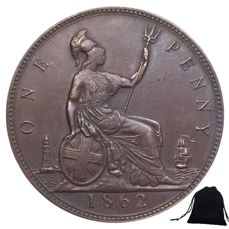 Moneda de bolsillo conmemorativa de la buena suerte de lujo, corona divertida de valiente caballero británico, moneda de arte para pareja, moneda de decisión de club nocturno, bolsa de regalo, 1862