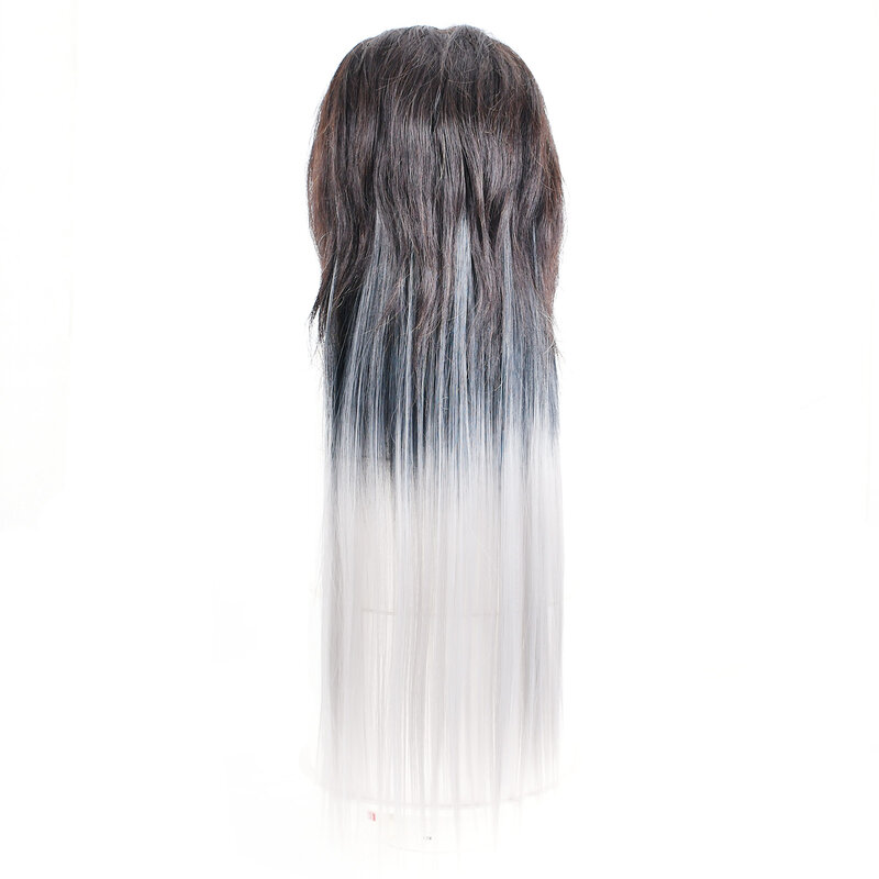 ZCristSynthetic Haiirpiece-Extension de cheveux longs et raides pour femmes et filles, clip de document gris, 5clips