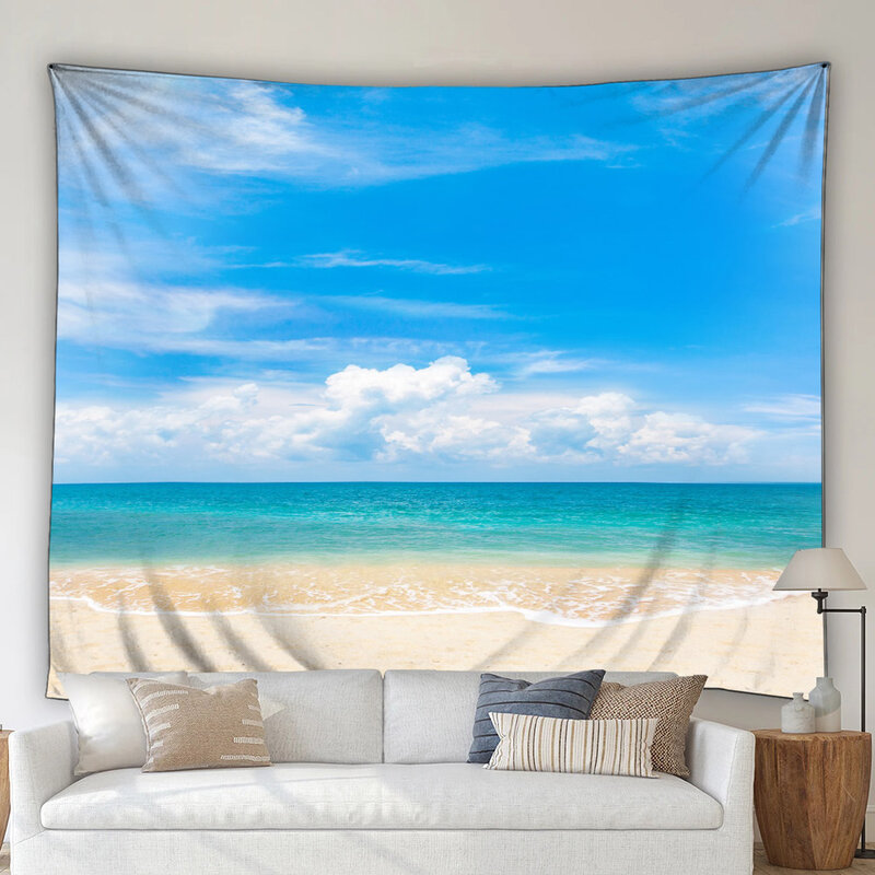 Ocean Beach Tapestry Seaside Tropical Coconut Tree Nature Landscape Home dormitorio Room Decor sfondo tessuto arazzo lavabile