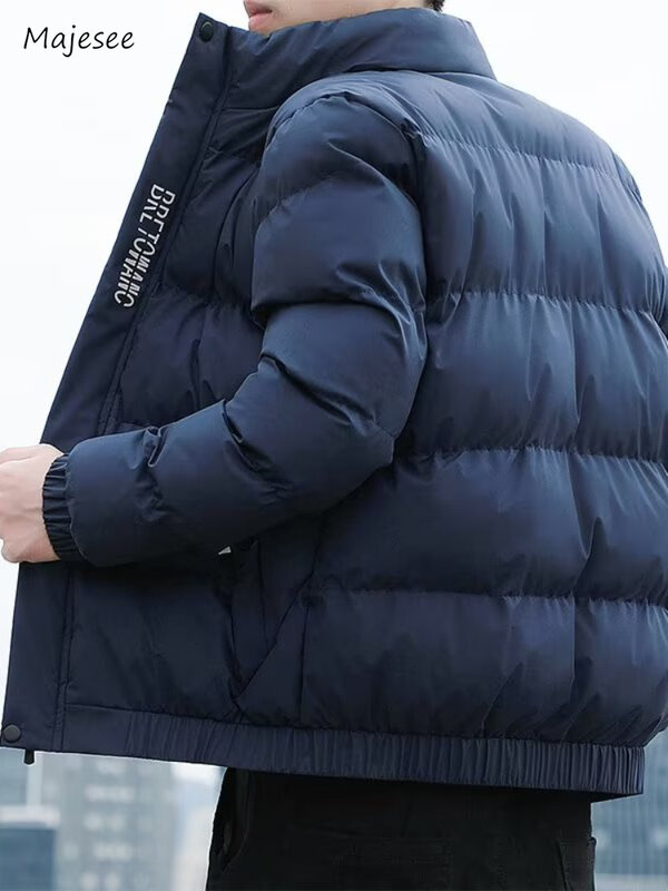 Harajuku Parkas Warm Stand Collar para homens, streetwear confortável, chique diário, simples e bonito, 3 cores, clássico, inverno, £, 2023