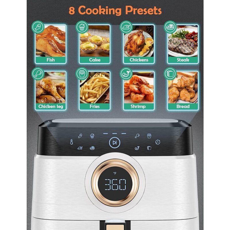 Airfryer Oven 8QT Large 1700W 8-in-1 with Touch Screen Air Fryers Dishwasher Safe Nonstick Basket Freidora de Aire 36 Recipes