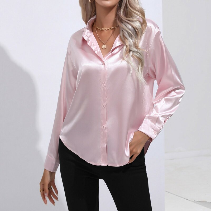 Satin Shirt Silk Top Elegant And Comfortable Long Sleeve Loose Fit Women'S Summer New Fashion Casual Street Button Shirts