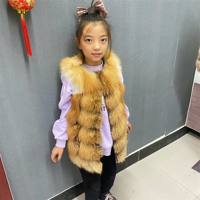 Natural  Jacket Children's  Jacket Real Fur Coat Warm Fur Coats In Autumn And Winter For Kids 2-14 Years Old