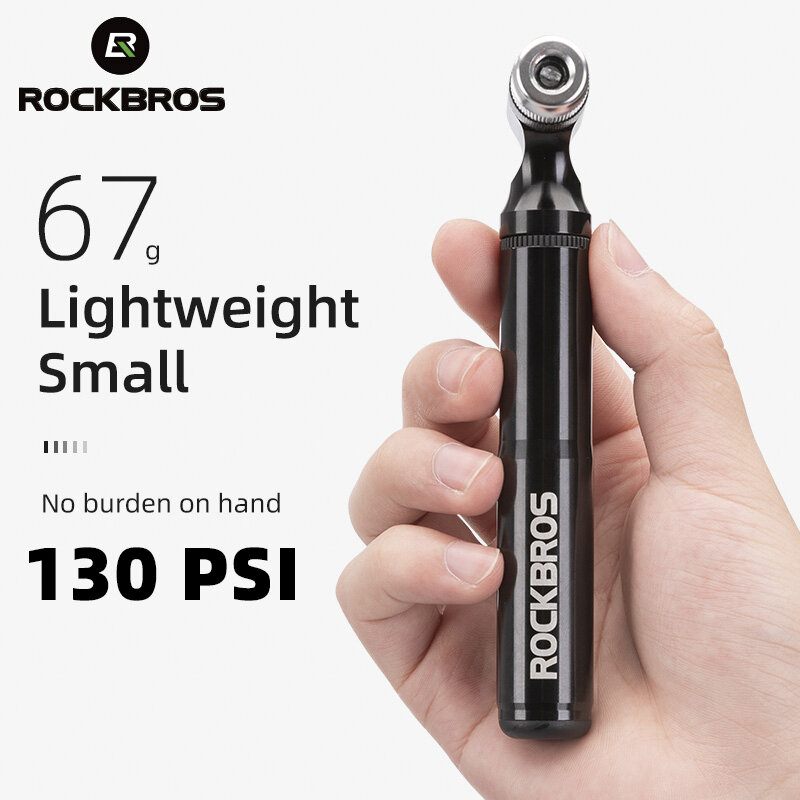 Rockbros-超軽量でポータブルなアルミニウム合金製手動マウンテンバイクポンプ,p130psi