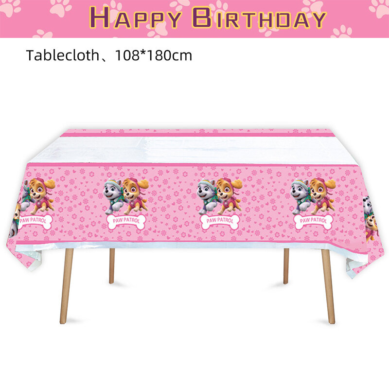 Розовые псы Скай, украшения для дня рождения, лапчий патруль, латексные воздушные шары, столовая посуда, тарелка, фон для детской вечеринки, товары для торта, Топпер