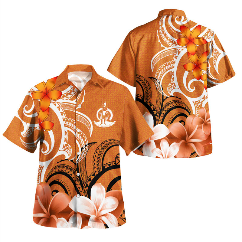 Vintage Sommer 3d polynesische Tuvalu Emblem gedruckt Hemden Tuvalu Flagge Grafik kurze Hemden Männer Mode Streetwear Hemden Blusen