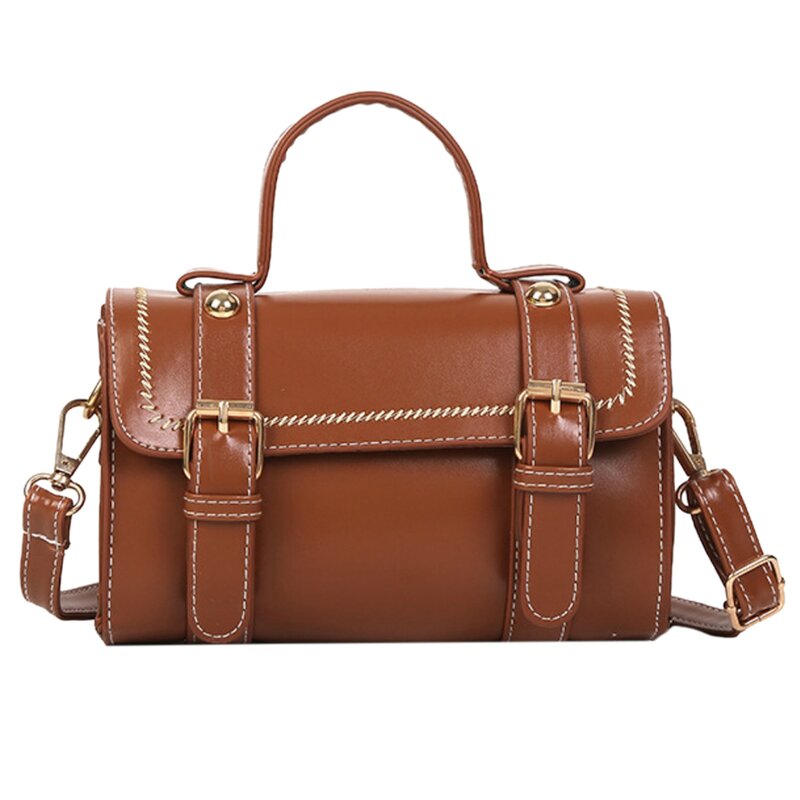 PU Leather Women's Handbag Fashion New Luxury Retro Square Shoulder Messenger Bag Leisure Bucket Bag Light