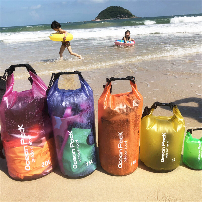 Bolsa impermeable de PVC para hombre y mujer, bolsa seca de almacenamiento de compresión para natación al aire libre, kayak, 2L, 5L, 10L, 15L, 20L