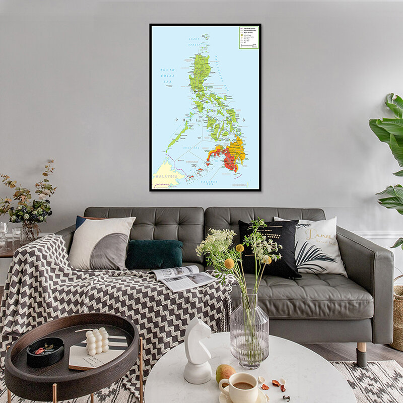 42*59cm Map of The Philippines Wall Decorative Poster Canvas Painting Unframed Art Print Living Room Home Decor School Supplies