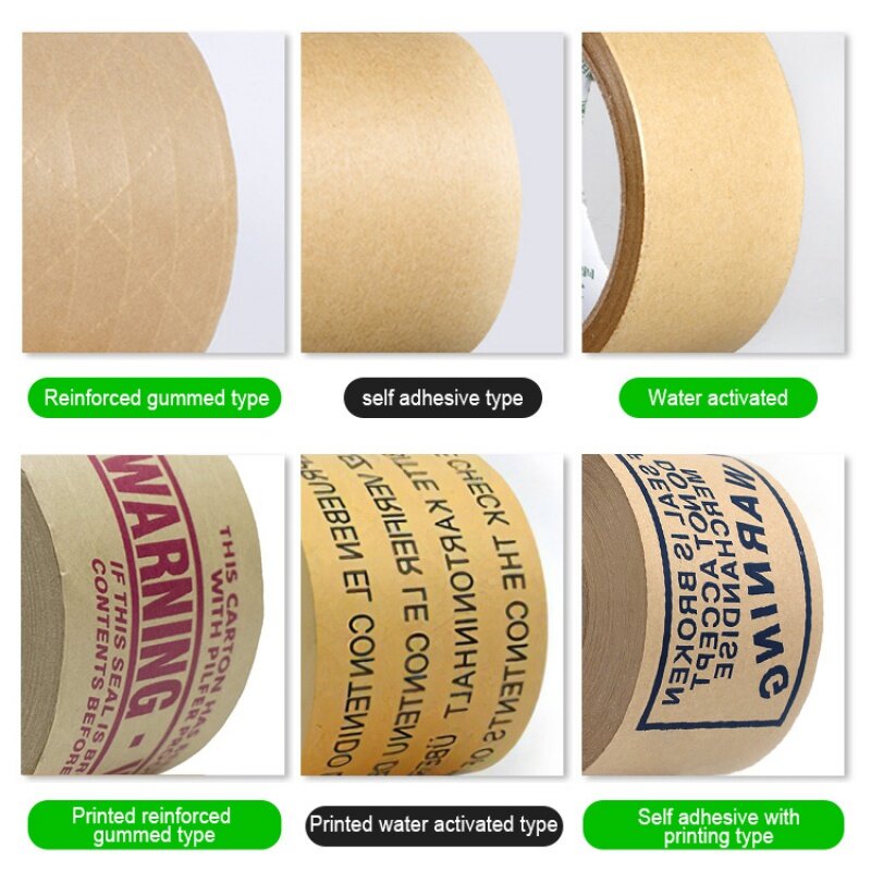custom,ANTI Custom Printed Logo Eco Friendly Recycled Water Activated 2 Inch Kraft Paper Gummed Tape for Packaging