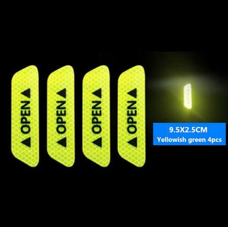 4 Stks/set Auto Open Reflecterende Stickers Tape Waarschuwing Mark Nacht Rijveiligheid Verlichting Lichtgevende Decor Auto Deur Stickers