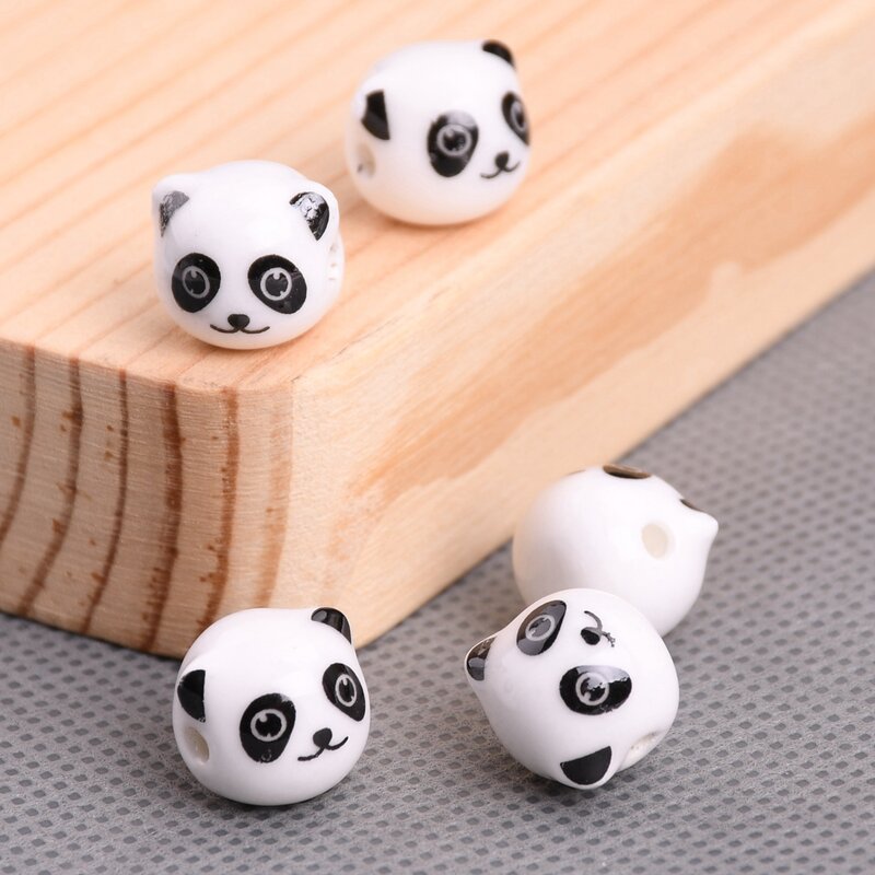 10 Stuks Panda Hoofd 11Mm Handgemaakte Keramische Porselein Losse Kralen Voor Sieraden Maken Diy Armband Bevindingen