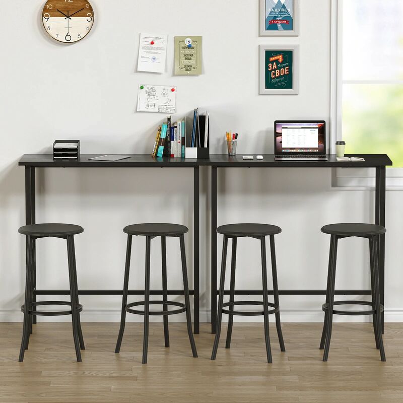 Bar Table with 2 Bar Stools Sturdy Metal Frame Dining Table Set Bar Table Set with 2 Chairs for Kitchen Dining Room Coffee Party
