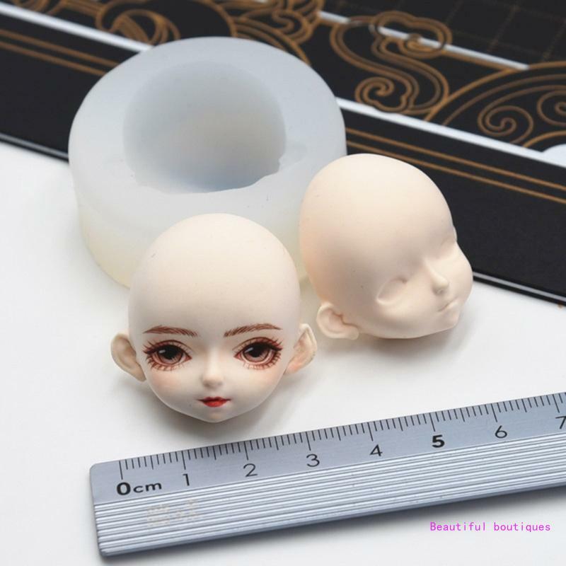 Molde fundición silicona versátil, moldes con forma cara muñeca 3D, adornos versátiles, molde fundición,