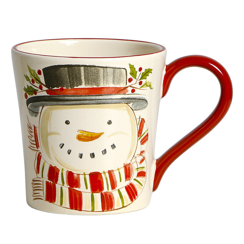 Рождественская керамическая чашка, кружка со снеговиком, семейная чашка для молочного завтрака, кофейная чашка, винтажная чашка фэн-шуй, праздничный подарок для мужчин и женщин