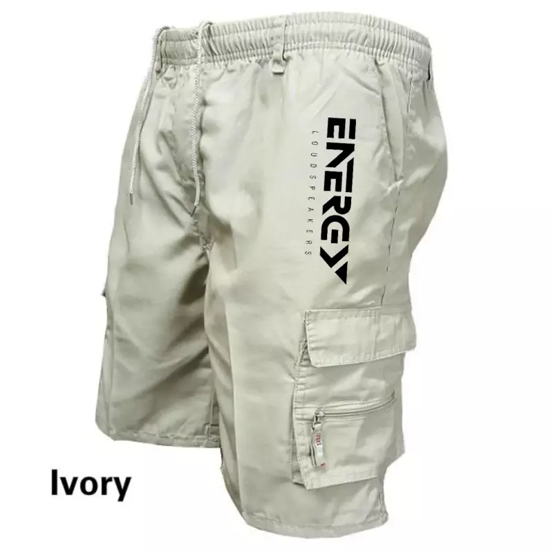 Outdoor Cargo Shorts Male Overalls Elastic Waist Cycling Shorts Multi-pockets Loose Work Shorts Quick Dry Sport Printed Trousers