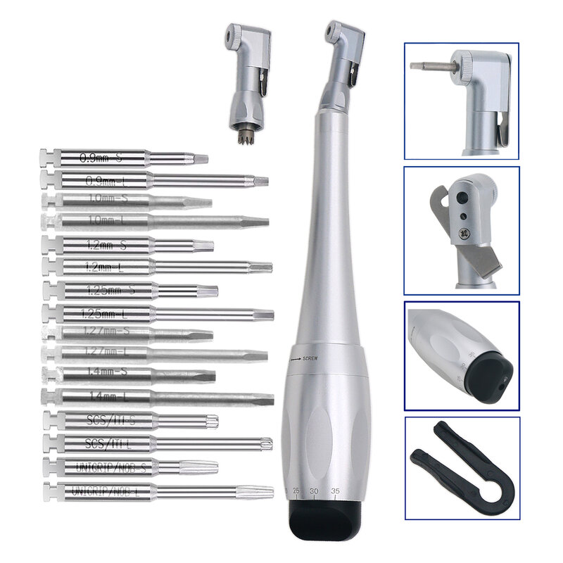 Chave de Torque Universal Implante Dentário, 5N-35N Drivers, 2,35mm, Bits Tipo Trava, Contra Ângulo, Kit de Implante