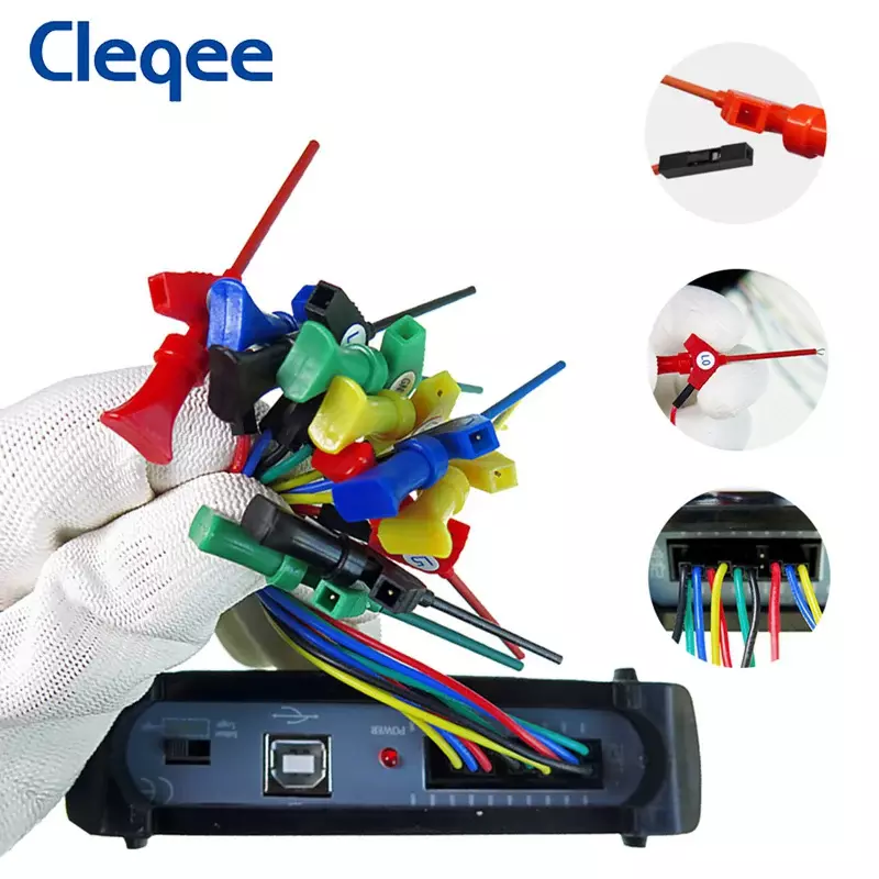 Cleqee P5003 SMD IC Test Hook Clip Mini Grabbers Hooks For Dupont Jumper Wire DIY Breadboard Oscilloscope Logic Analyzer