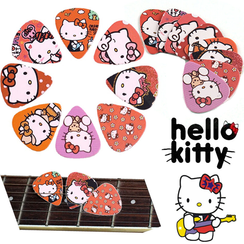 6 stücke Hallo Kitty Gitarre Picks Dicke 0,46 0,71 0,96 Gitarre Paddel Anime Ukulele Akustische Guitarra Instrument Zubehör Geschenk